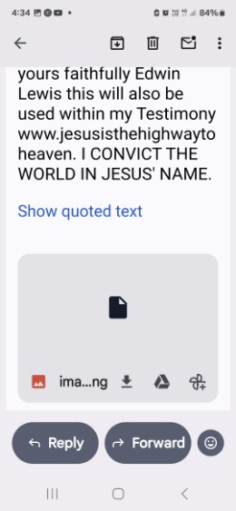 Text to Mark — this will also be used within my testimony on jesusisthehighwaytoheaven, I convict the world in Jesus name
